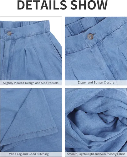 Vista 6 de GRAPENT Pantalones de pierna ancha para mujer, jeans de cintura alta, pantalones palazzo, ligeros, para verano, playa, pantalones fluidos Y2K