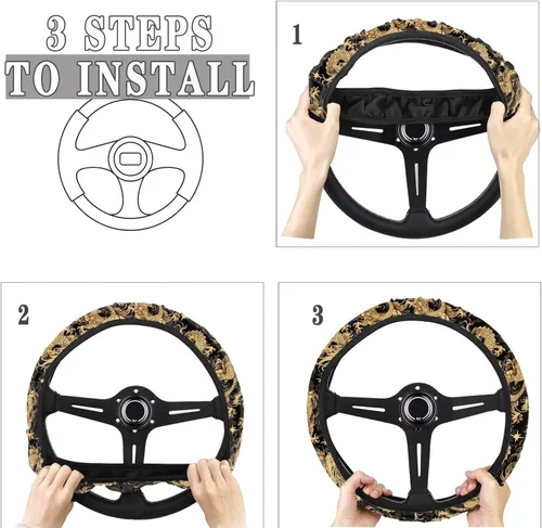 Vista 6 de Asian Dragon - Funda universal para volante de automóvil, accesorios interiores de automóvil, lavable, transpirable, funda para volante