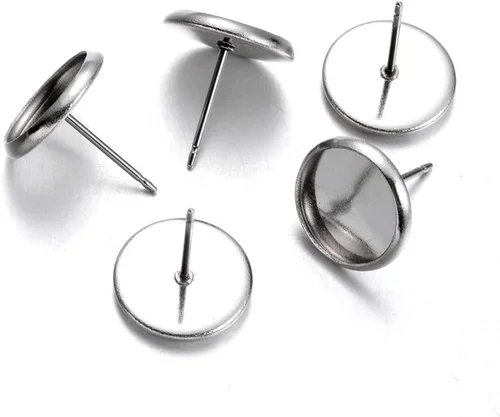Vista 28 de Craftdady Juego de 60 aretes de acero inoxidable de 0.197 in, dorados, plateados, dorados, plateados, aretes en blanco, kit de fabricación