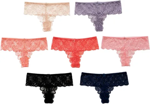 Vista 5 de Alyce Intimates - Tanga de encaje para mujer, paquete de 7