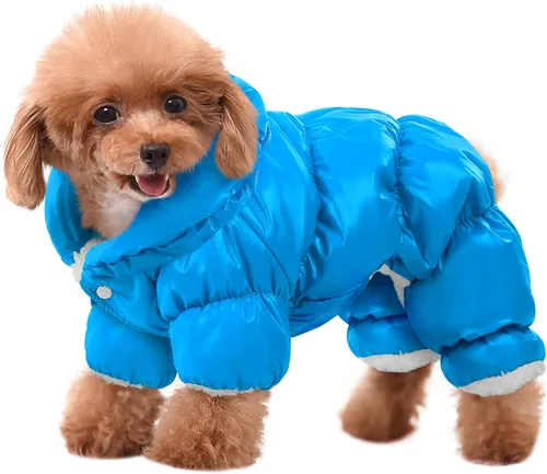 Vista 24 de AOFITEE Abrigo para perro, chaqueta impermeable para perro, abrigo de invierno para perros de cuerpo completo, traje de nieve, chaqueta acolchada a