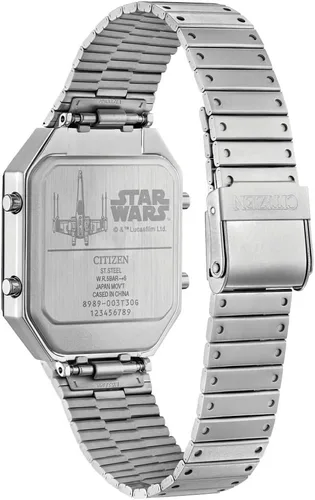 Vista 6 de Citizen Star Wars Vintage Ana-Digi Reloj de cuarzo de acero inoxidable para hombre, rectangular