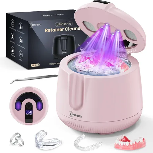 Vista 11 de Máquina limpiadora ultrasónica de retenedores de 48 kHz, cápsula de limpieza dental, limpiador ultrasónico de retenedores para dentaduras