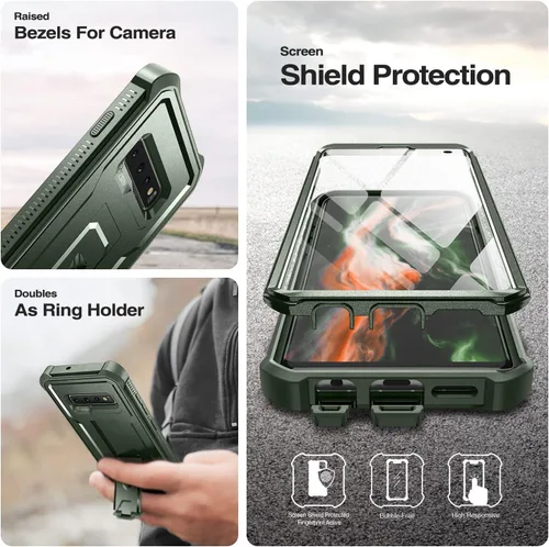 Vista 7 de Dexnor Funda para Samsung Galaxy S10, [Protector de Pantalla y Soporte Integrados] Protección de Grado Militar de Servicio Pesado a Prueba de Golpes
