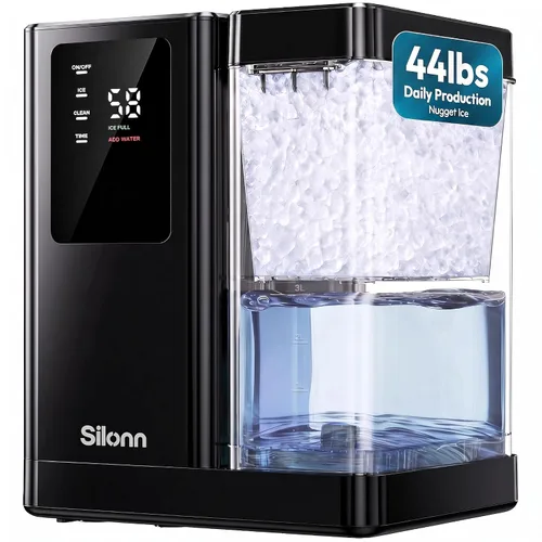 Vista 33 de Silonn Nugget - Máquina de hielo para encimera, hielo de caída automática Acero inoxidable