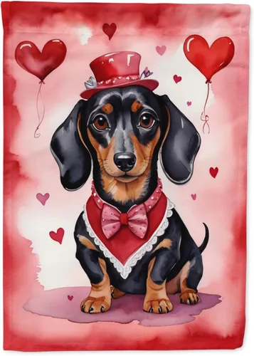 Vista 205 de Caroline's Treasures DAC5252GF Affenpinscher - Bandera de jardín con texto en inglés "My Valentine", bandera decorativa para patio exterior, patio