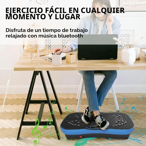 Vista 3 de Equipo de ejercicio con placa de vibración para fitness, máquina de ejercicio con forma de cuerpo entero, plataforma de vibración, ajuste de Azul