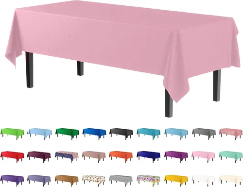 Vista 64 de Party Solids Paquete de 4 manteles de plástico color azul aguamarina, 54 x 108 pulgadas, mantel desechable para fiestas y pícnics
