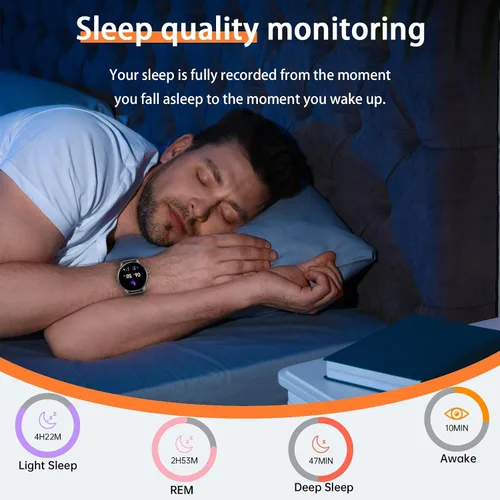Vista 4 de Relojes inteligentes para hombres y mujeres (respuesta/hacer llamadas), pantalla HD de 1.27 pulgadas con monitor de frecuencia cardíaca/sueño, más