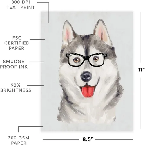 Vista 86 de Andaz Press Póster impreso para pared de perro, 8.5 x 11 pulgadas, Bulldog inglés con gafas negras, 1 paquete, regalo de cumpleaños de Navidad, sin
