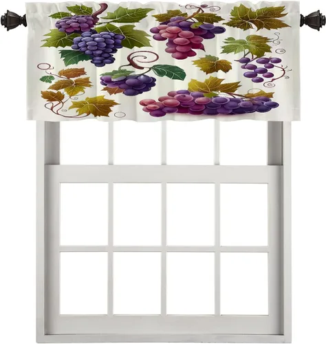 Vista 147 de Cortinas opacas de poliéster multicapa para cafetería, con diseño de diamantes, 2 unidades, 26 x 24 pulgadas