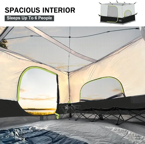 Vista 5 de KAMPKEEPER Tienda interior de campamento para toldo desplegable, convierte el toldo de pierna recta de 10 x 10 pies en tienda de campaña – techo