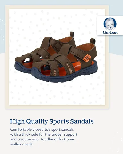 Vista 2 de Gerber Sandalias para niños - Sandalias deportivas de pescador con punta cerrada zapatos acuáticos (niñoniño), Marrón