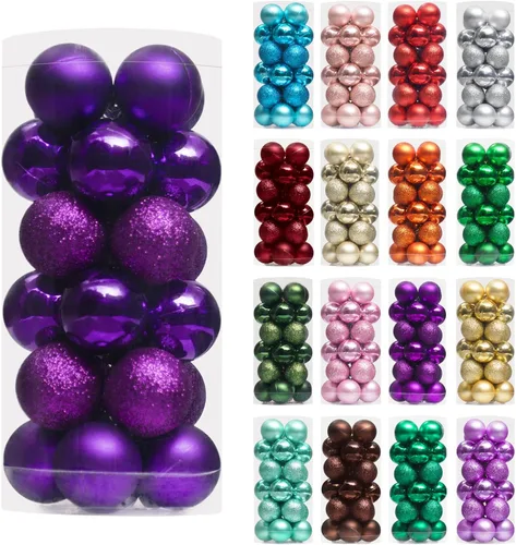Vista 64 de XmasExp Juego de 24 mini esferas de Navidad inastillables para bolas de árbol de Navidad, 1.18 pulgadas (negro)