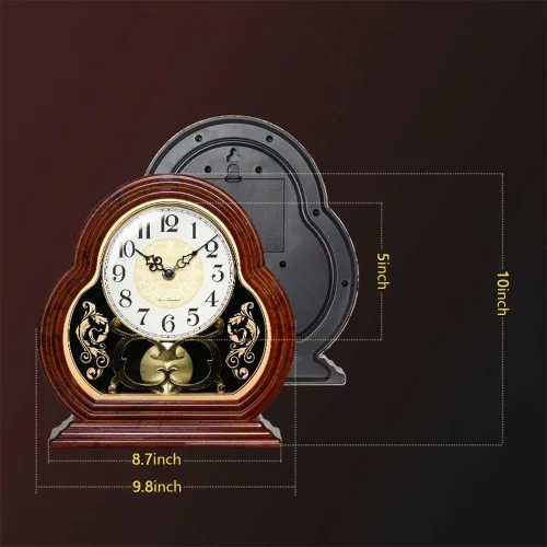 Vista 5 de Reloj de mesa retro de 10 pulgadas, silencioso, adecuado para sala de estar, números arábigos, fácil de leer