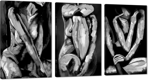 Vista 107 de Novatique 3 piezas de arte de pared sexy en blanco y negro para parejas desnudas, decoración de pared abstracta de amor para mujeres y hombres, arte