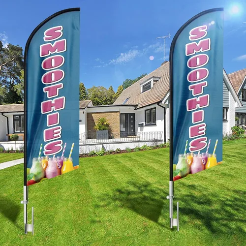Vista 5 de Smoothies Swooper - Bandera de plumas para batidos, letrero publicitario de plumas para negocios de batidos, 8 pies