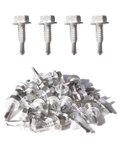 Vista 10 de Tornillos autoperforantes de cabeza hexagonal de acero inoxidable #12 x 1 (25 unidades), acero inoxidable 410 totalmente roscado de chapa metálica