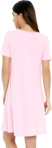 Vista 3 de NACHILA Camisones de viscosa para mujer, hechos de bambú, suaves camisas de dormir de manga corta, ropa de dormir suelta