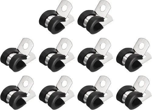 Vista 17 de uxcell Abrazadera de tubo de acero inoxidable en forma de R de 1-1/2 pulgadas (1.496 in) con aislamiento acolchado de goma