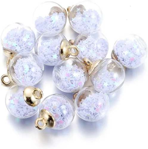 Vista 24 de 10 unids/lote de 0.630 in transparente bola de cristal encantos estrella lentejuelas colgantes para DIY pendientes collar joyería fabricación