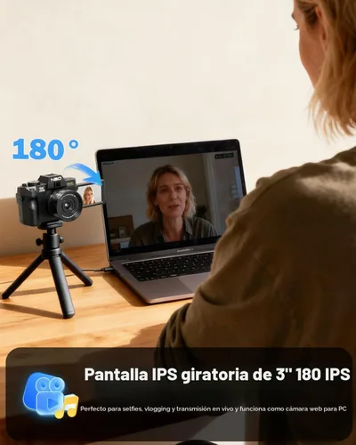 Vista 9 de NBD Cámaras digitales 5K 64MP para fotografía con WiFi de doble lente Negro