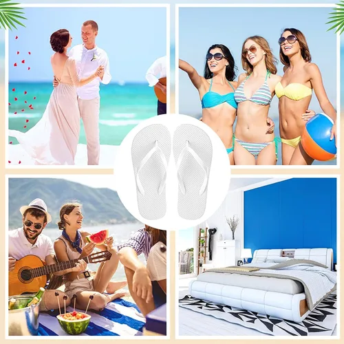 Vista 6 de Bonuci Flip Flops Bulk Wedding Hotel Spa Slippers with Size Cards Drawstring Bags Wedding Party Favors