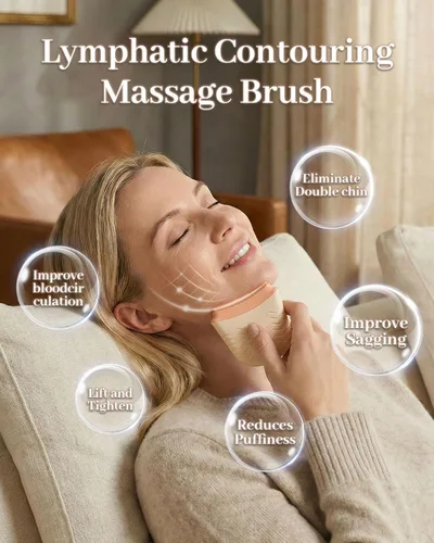 Vista 2 de Silicone Lymphatic Contour Face Brush, Face Brush for Lymphatic Drainage Almond