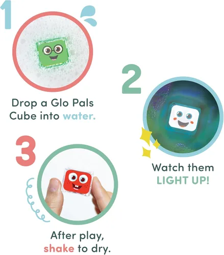 Vista 4 de Paquete de cubos luminosos activados por agua Glo Pals para juego sensorial – Paquete de 12 (Holly Jolly)
