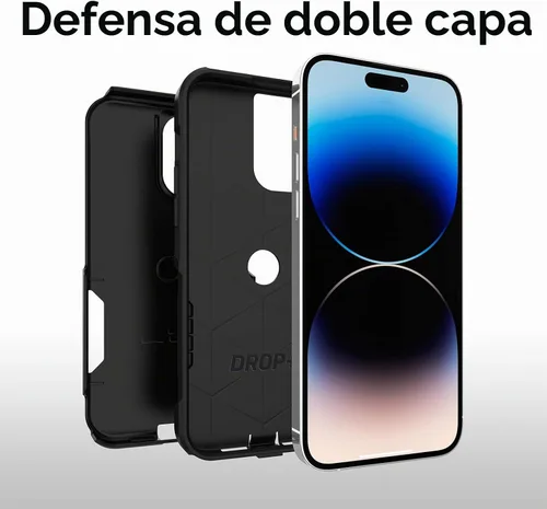 Vista 3 de OtterBox Funda para iPhone 14 Pro Commuter Series, negra, delgada y resistente, apta para bolsillo, con protección de puerto