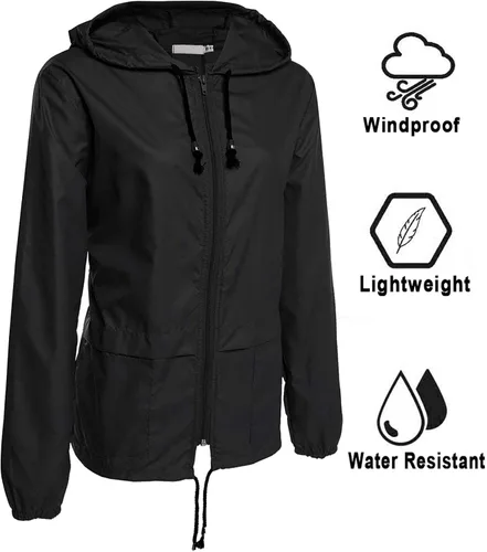 Vista 2 de Avoogue - Chaquetas de lluvia para mujer diseño ligero con capucha para exteriores impermeables cortavientos