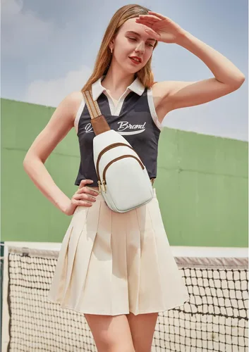 Vista 15 de Telena Riñonera pequeña para mujer, de cuero, cangureras, bolsa de pecho para mujer
