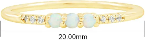 Vista 4 de AFFY - Anillo refinado con ópalo sintético y oro de 14 quilates sobre plata para mujeres, joyas apilables