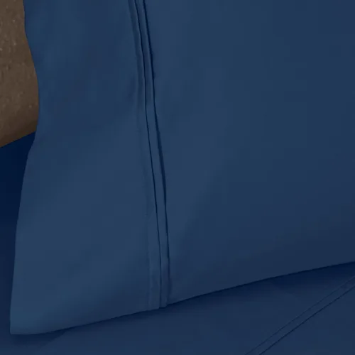 Vista 5 de Juego de fundas de almohada tamaño King de 1200 hilos, 100% algodón egipcio, suave y transpirable, 2 piezas, color azul marino