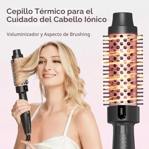Vista 5 de Cepillo Térmico de 1.25 Pulgadas con 5 Ajustes de Temperatura, Rizador de Pelo Térmico Universal de Voltaje, Cepillo Rizador Térmico Redondo