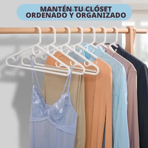 Vista 8 de Amber Home Paquete de 36 perchas de plástico resistente, colgador de ropa