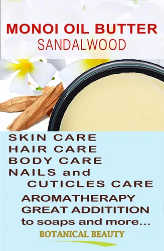Vista 3 de Botanical Beauty MONOI ACEITE SANDALWOOD SANDALO Pure Natural Virgen Sin Refinar CRUDO 4 Fl. Oz.- 4.1 fl oz para CARA, PIEL, CUERPO, CABELLO DAÑADO