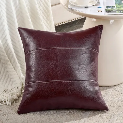 Vista 19 de Fancy Homi - Paquete de 2 fundas de almohada decorativas negras estilo boho de cuero sintético de 16 x 16 pulgadas para sala de estar, sofá, cama