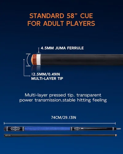 Vista 4 de KONLLEN Carbon Fiber Pool Cue 2.0 – 58" Low Deflection Performance Cue for Improved Accuracy & Consistency, 12.5mm Tip, Pro Taper
