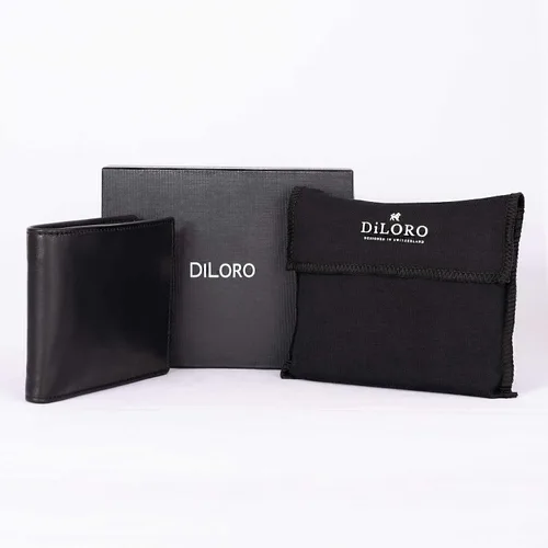 Vista 4 de DiLoro Italia - Cartera de piel para hombre, diseño de monedero con texto en inglés