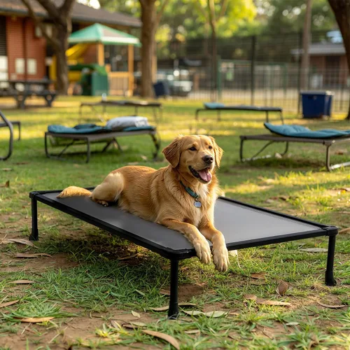 Vista 10 de Veehoo Cama elevada para perros a prueba de mordidos, cama elevada indestructible para masticadores agresivos, plataforma de entrenamiento Azul