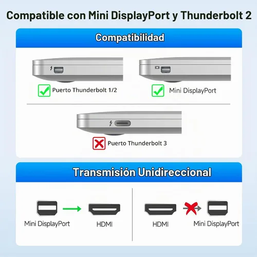 Vista 8 de Cable Matters Adaptador Mini DisplayPort a HDMI, Mini DP a HDMI, Negro