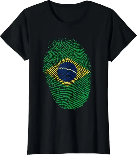 Vista 30 de Camiseta patriótica de la bandera brasileña con huella dactilar Asphalt Grey