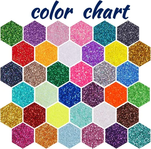 Vista 4 de Juego de 36 colores surtidos con purpurina ultrafina, polvo holográfico con purpurina para vasos, slime, resina epoxi, artes y manualidades