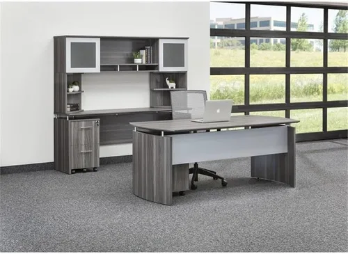 Vista 4 de Pemberly Row Carcasa de escritorio flotante para computadora de 72 pulgadas en acero gris
