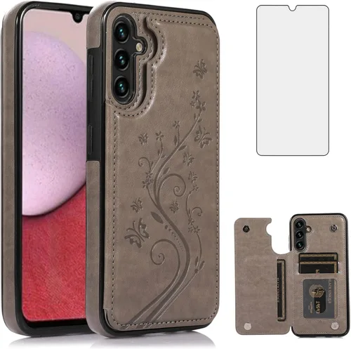 Vista 8 de Asuwish Funda de teléfono para Samsung Galaxy A14 5G con protector de pantalla de vidrio templado, tarjetero con soporte para tarjetero, soporte