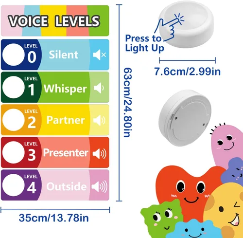 Vista 2 de Tabla de nivel de ruido para el aula con 5 luces de disco interactivas, control de voz, ayuda visual para profesores, herramienta de gestión de aula