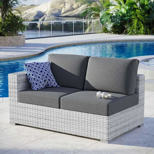 Vista 38 de Modway Convene - Otomana rectangular de mimbre para patio al aire libre, color gris claro