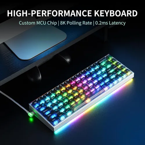 Vista 4 de Hexgears MAG68 - Cable de teclado mecánico para juegos al 65%, interruptor magnético, teclado intercambiable en caliente, carcasa de aluminio
