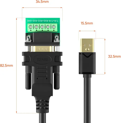 Vista 6 de Cable adaptador de puerto serie USB a RS485/RS422 con chip FTDI compatible con Windows 11 10 8 7 XP Mac 6 pies